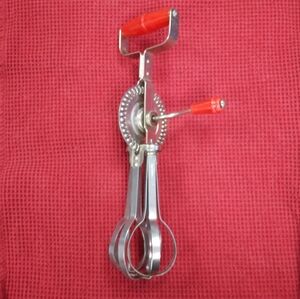 Vintage Blue Whirl Stainless Steel Hand Mixer